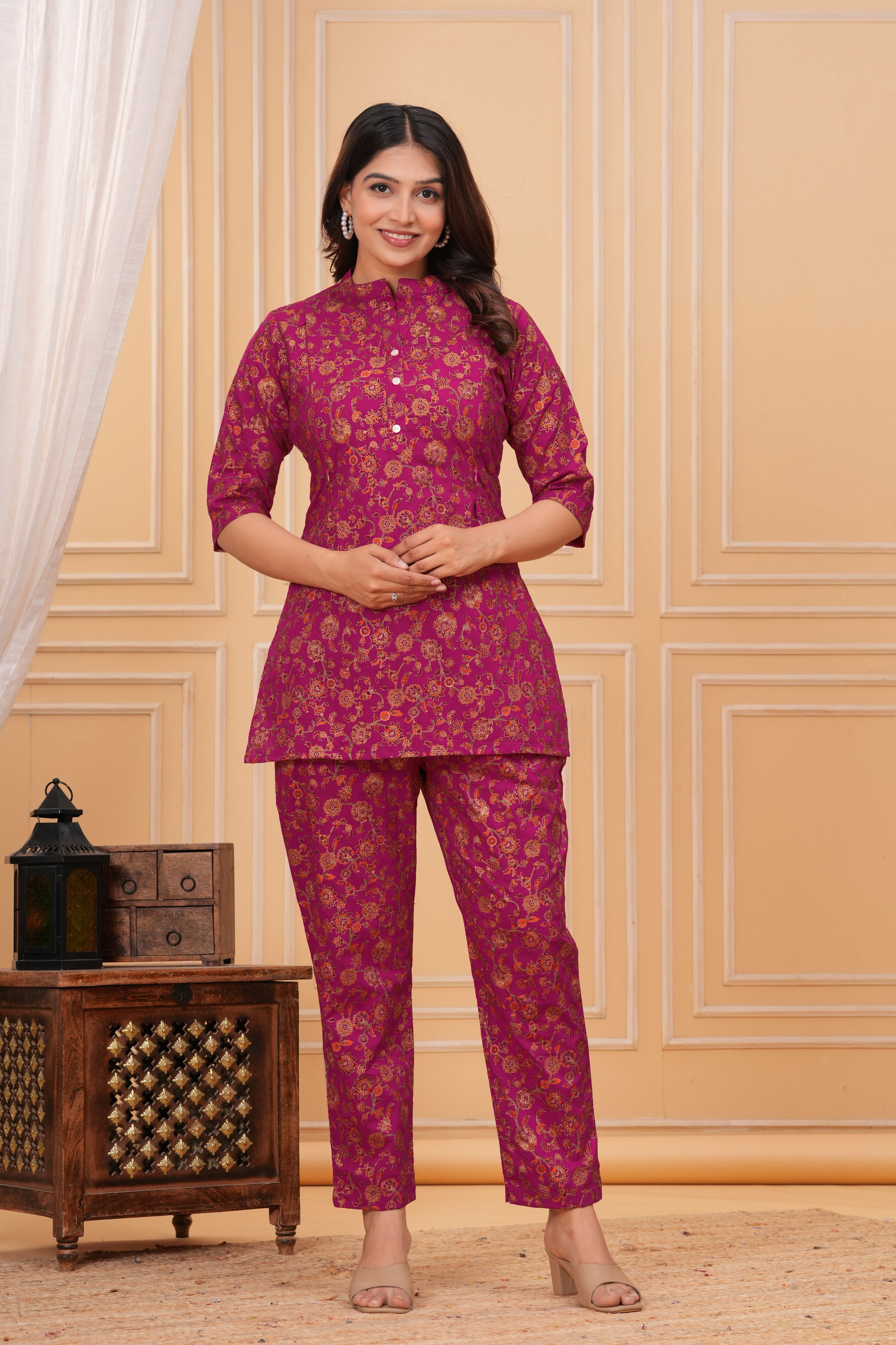 Plum Blossom Maternity Cotton Co-ord Set