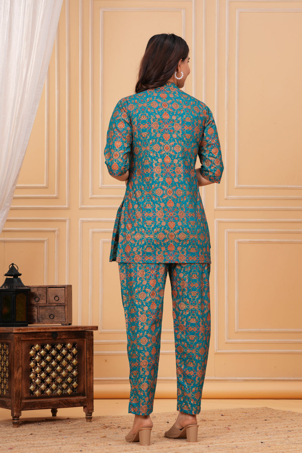 Majestic Teal Vine Maternity Cotton Co-ord Set