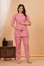 Rosy Garden Maternity Cotton Co-ord Set