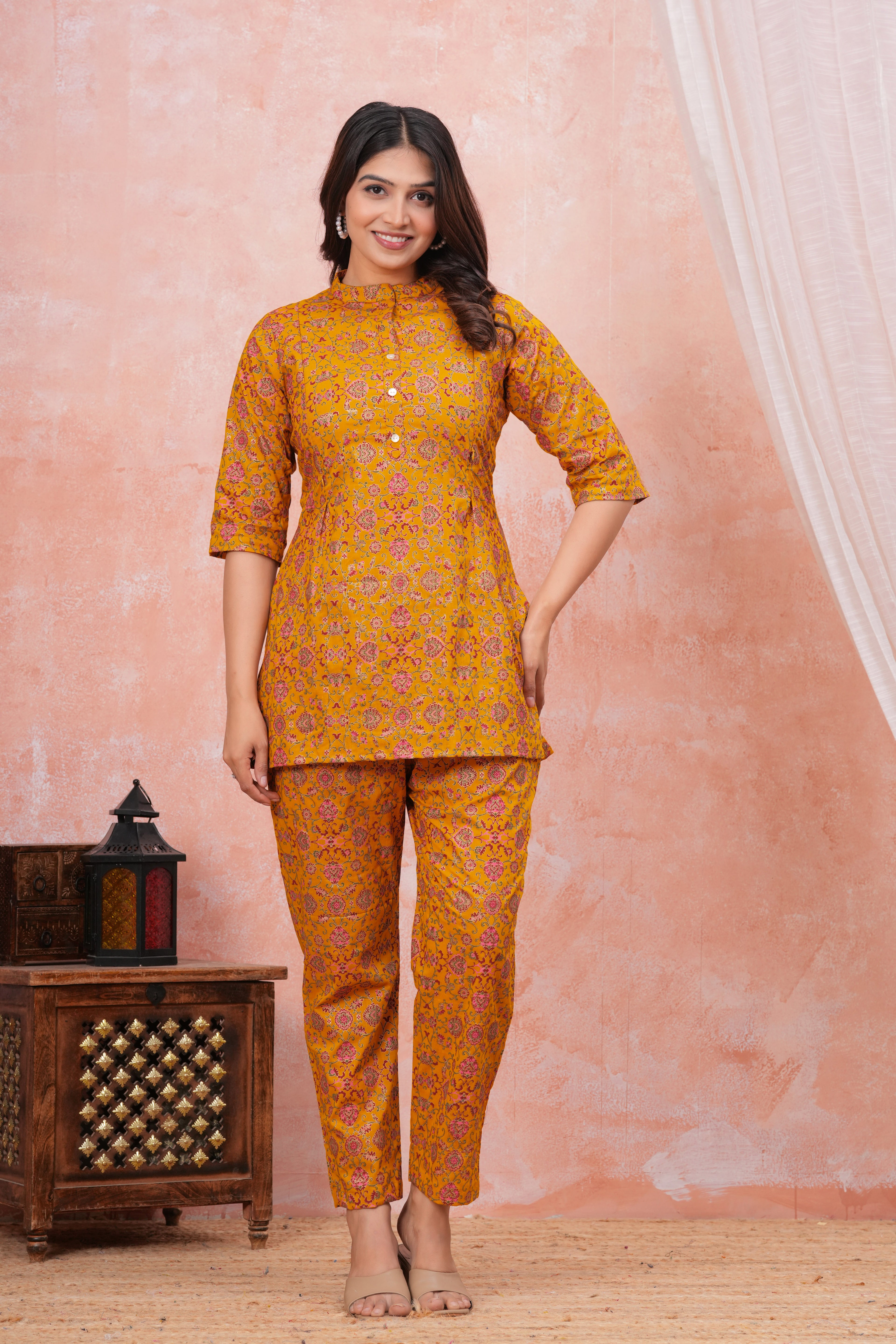 Golden Ochre Maternity Cotton Co-ord Set