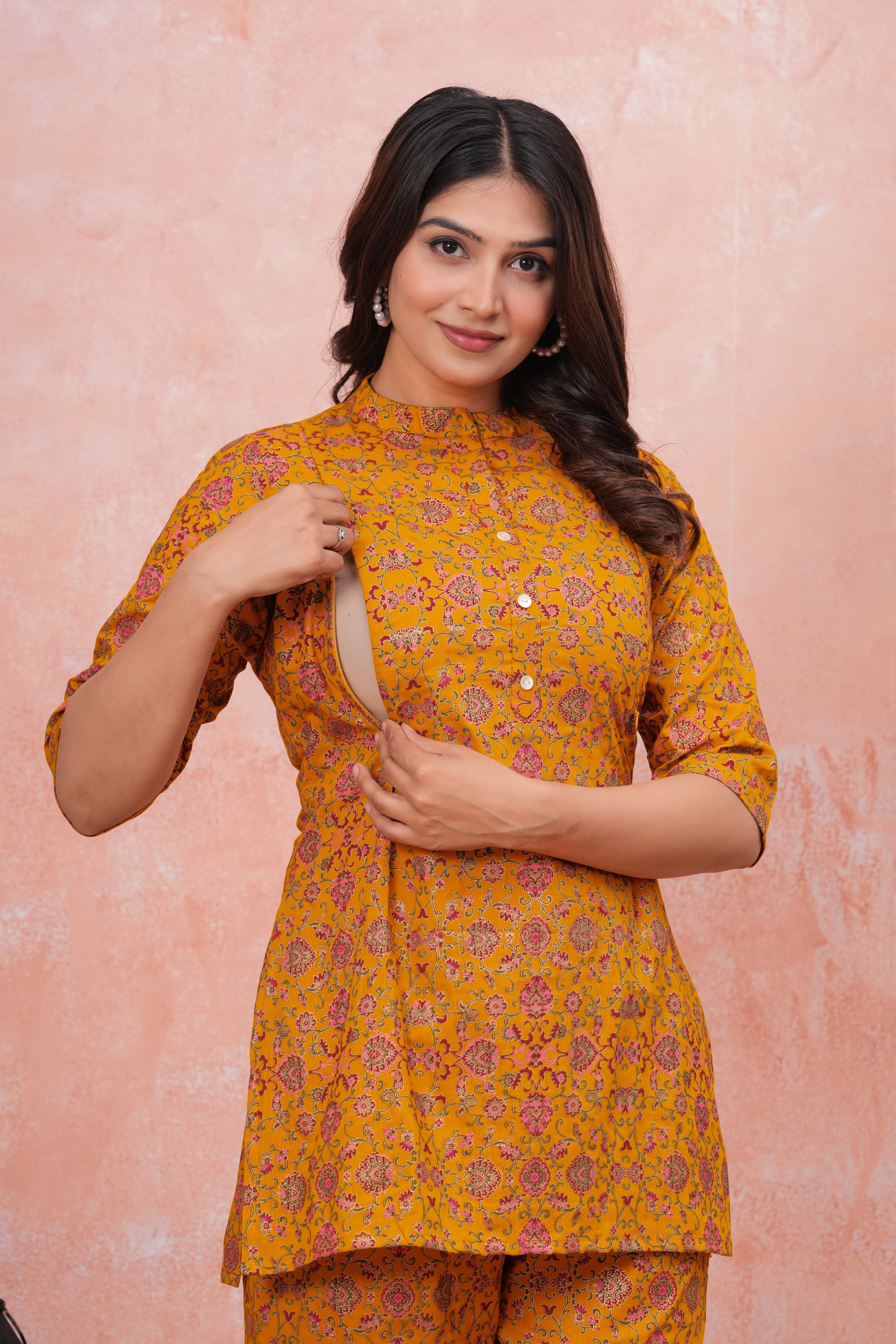 Golden Ochre Maternity Cotton Co-ord Set