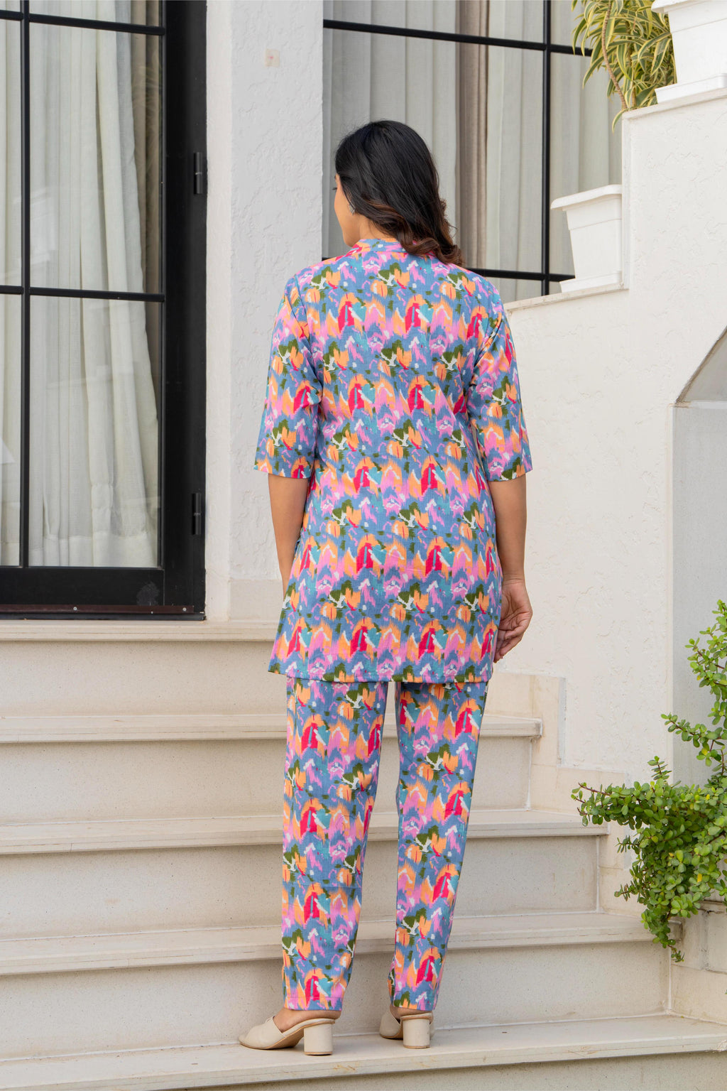 Multicolor Abstract Ikat Cotton Co-ord Set