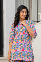 Multicolor Abstract Ikat Cotton Co-ord Set
