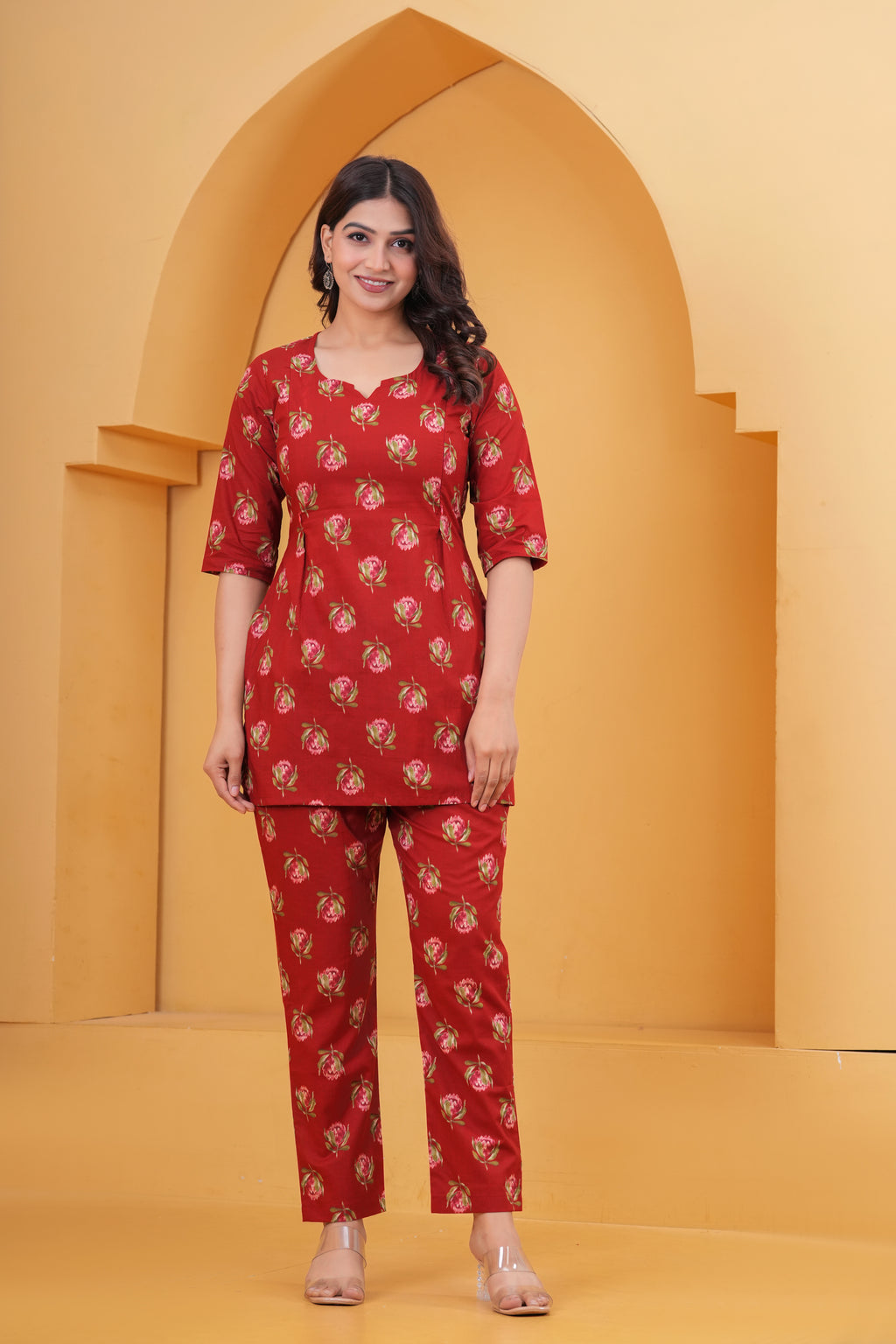 Crimson Bud Maternity Cotton Co-ord Set