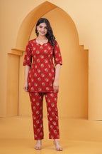 Crimson Bud Maternity Cotton Co-ord Set