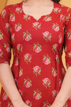 Crimson Bud Maternity Cotton Co-ord Set