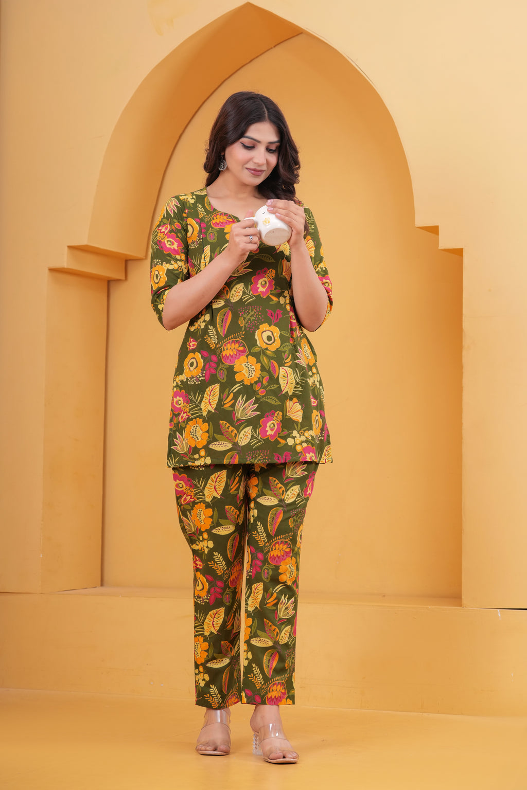 Olive Meadow Maternity Cotton Co-ord Set