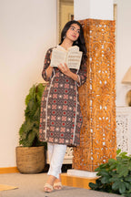 Vintage Charcoal Ajrakh Cotton Kurta