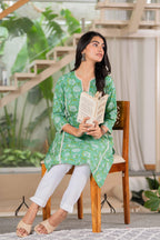 Emerald Meadow Floral Lace Cotton Kurta