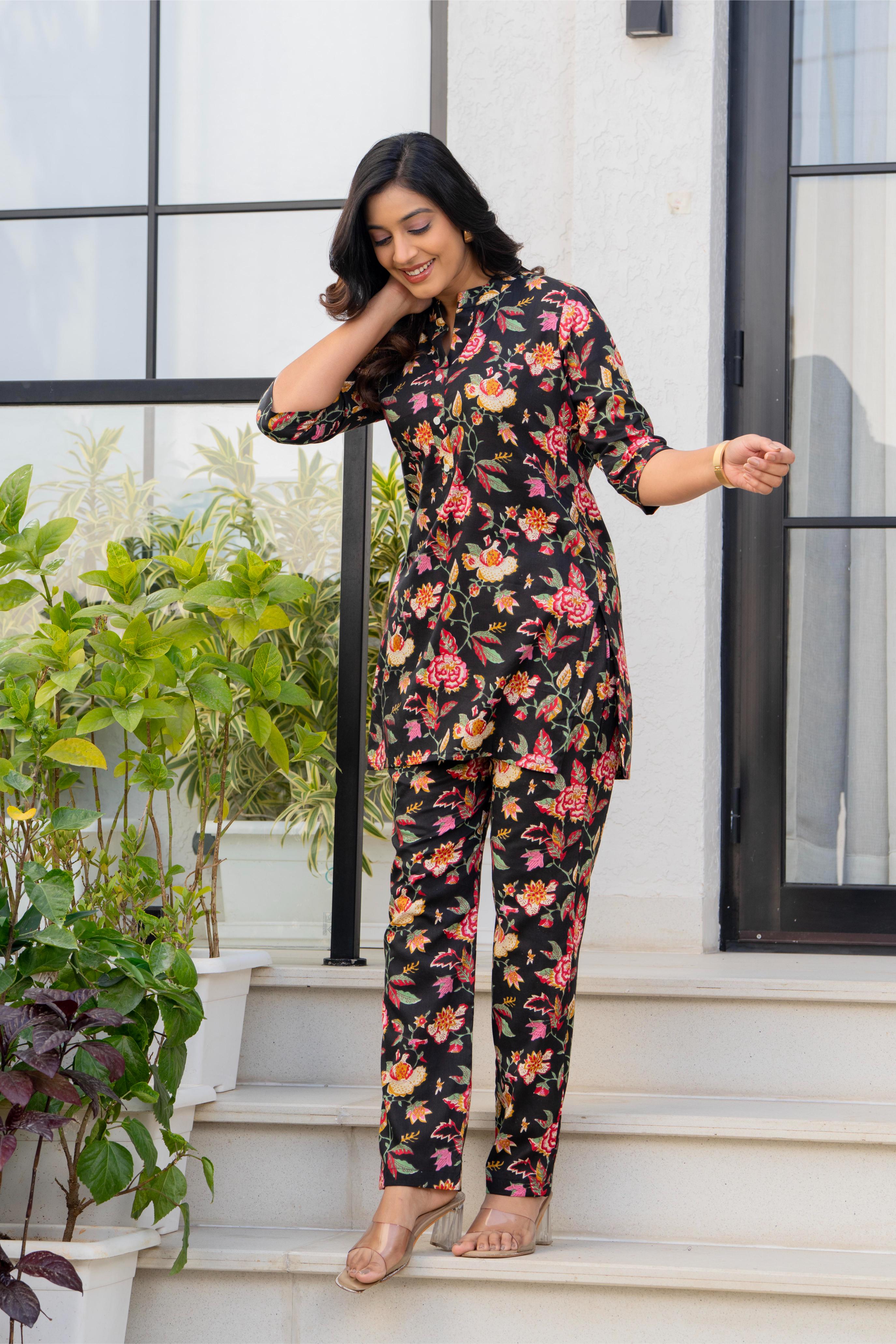 Mystic Midnight Floral Cotton Co-ord Set