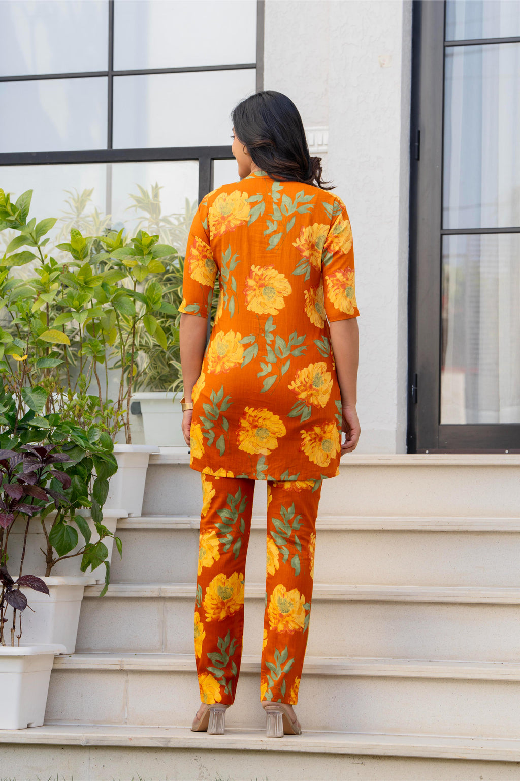 Golden Sunburst Floral Cotton Co-ord Set