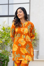 Golden Sunburst Floral Cotton Co-ord Set