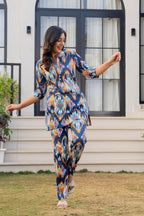 Celestial Blue Ikat Cotton Co-ord Set