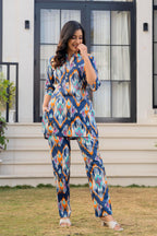 Celestial Blue Ikat Cotton Co-ord Set