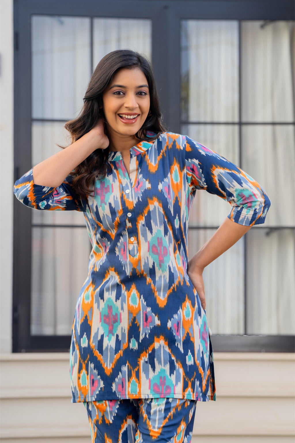 Celestial Blue Ikat Cotton Co-ord Set