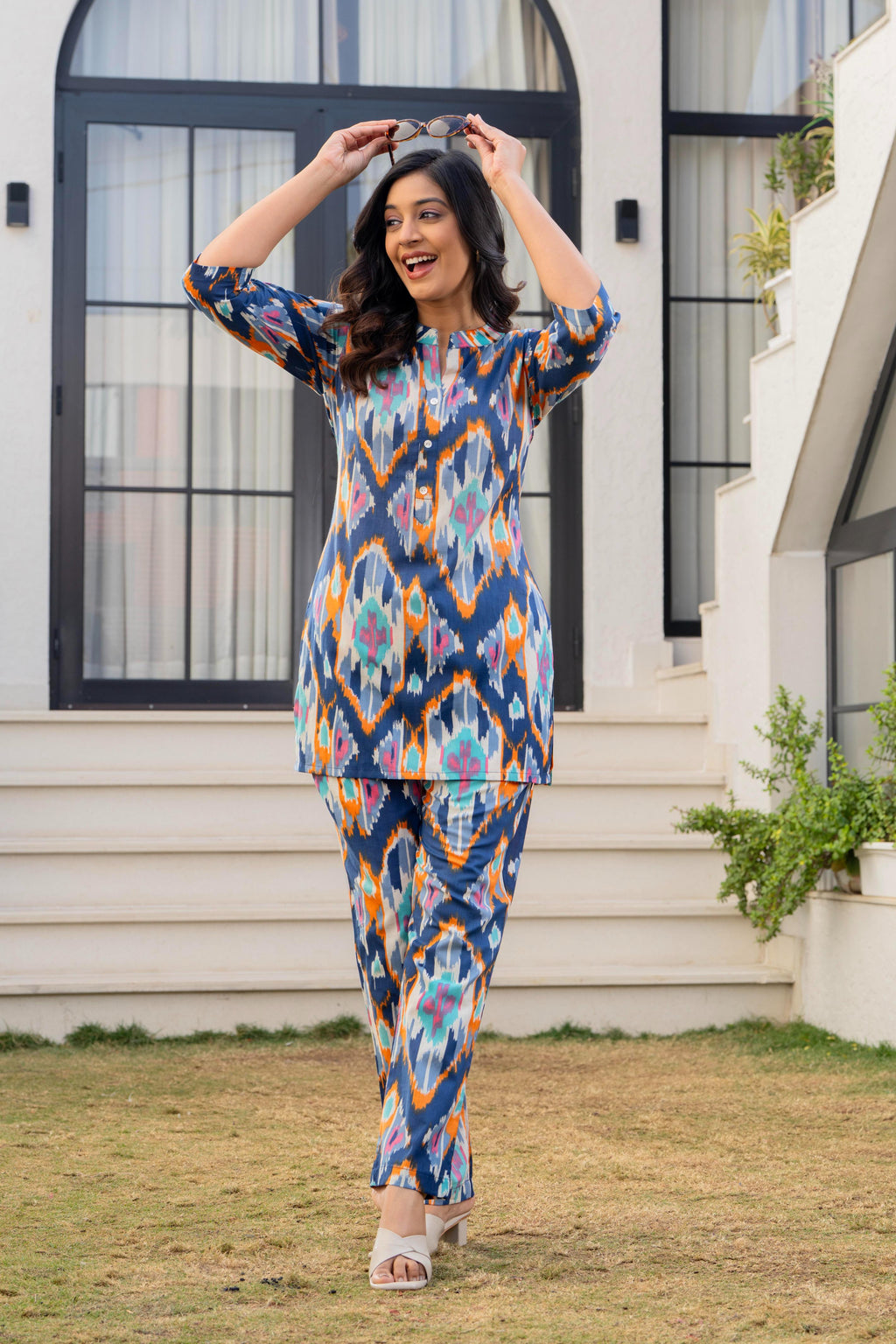 Celestial Blue Ikat Cotton Co-ord Set